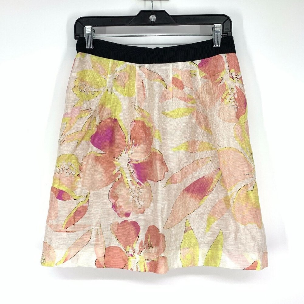 LOFT Skirt Floral Print Linen Blend A Line Mini Lined - Picture 1 of 10